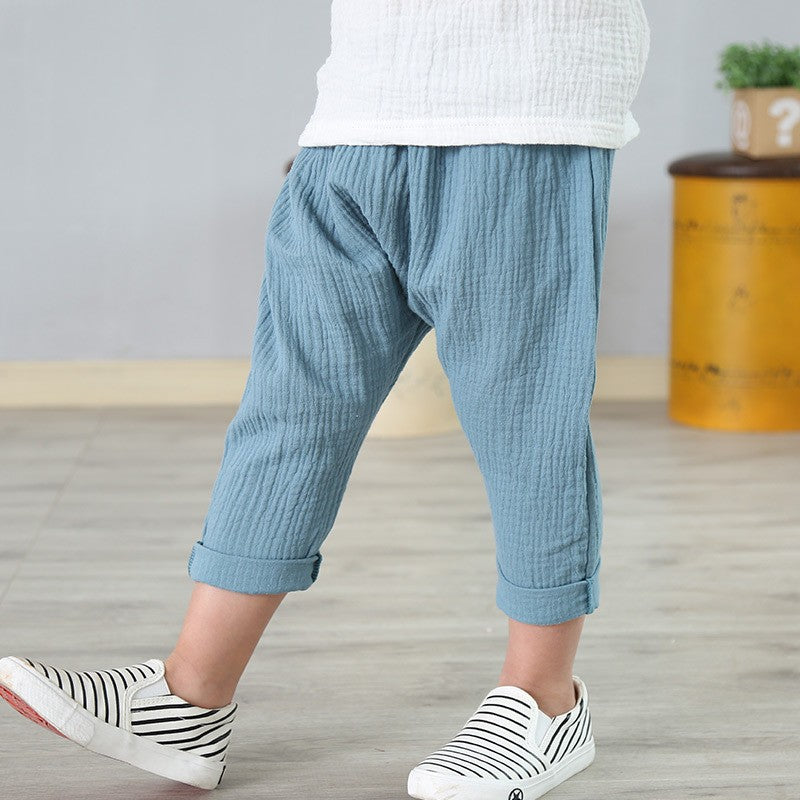 pantalon gaze de coton garçon et fille bleu