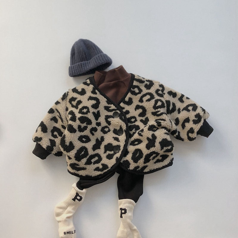 Tenue avec Veste polaire léopard enfant