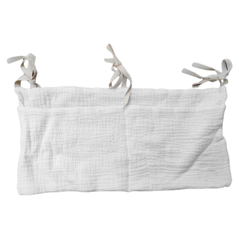 Vide-poche lit bébé en gaze de coton blanc