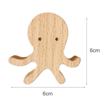 Patère animaux bois octopus