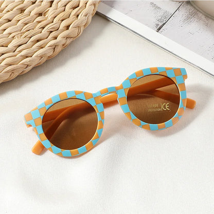 Lunettes de soleil bébé ronde à damier