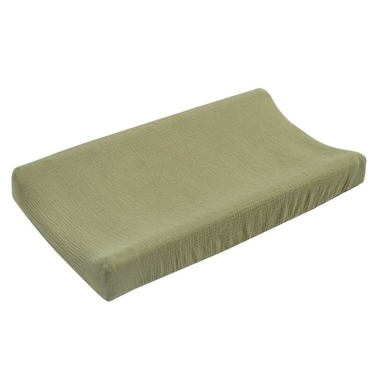 housse matelas à langer gaze de coton kaki