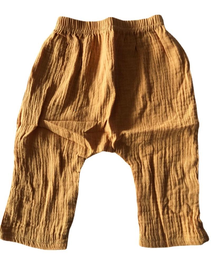 pantalon gaze de coton garçon et fille ocre