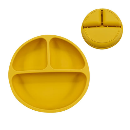 Assiette compartiments bébé en silicone jaune