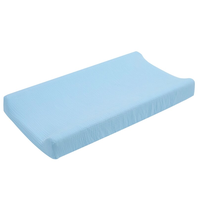 housse matelas à langer gaze de coton bleu