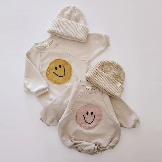 deux body sweat bébé smiley avec les bonnets assortis