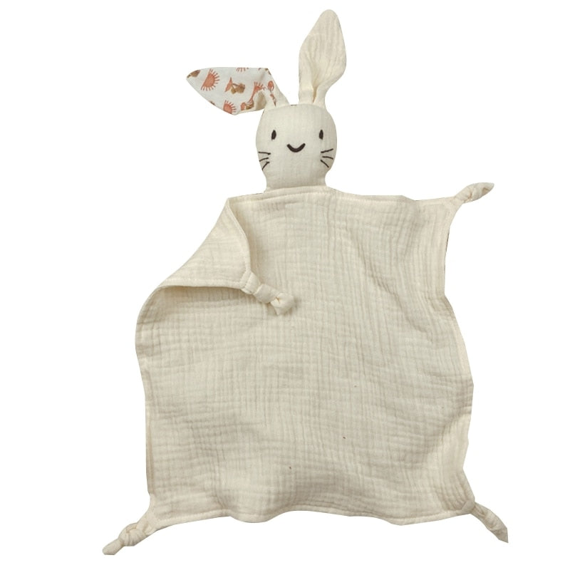 Doudou lapin gaze de coton beige